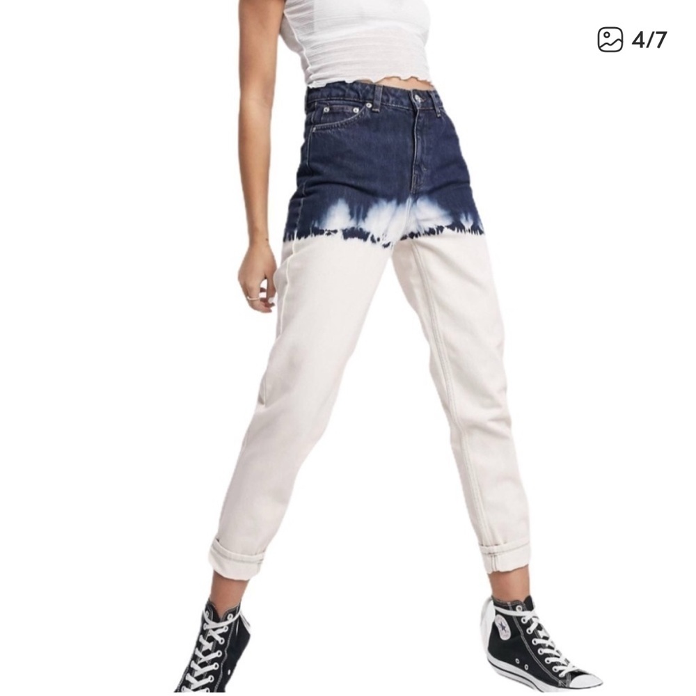 Topshop Dip Dye High Waisted Mom Jeans